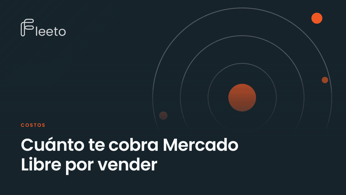 Portada del post sobre los costos de vender en Mercado Libre: órbitas concéntricas con esferas naranjas sobre fondo azul oscuro